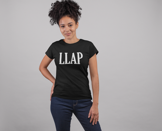 Ladies Graphic LLAP Crew Neck T-Shirt in Black