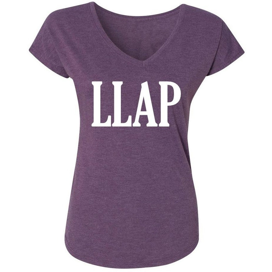 LLAP Ladies V-Neck Tee in Heather Aubergine - Leonard Nimoy's Shop LLAP