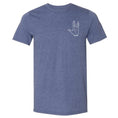 Load image into Gallery viewer, Vulcan Hand Salute Outline T-Shirt - Unisex/Mens and Ladies Sizes - Heather Blue - Leonard Nimoy's Shop LLAP