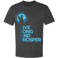 Load image into Gallery viewer, Live Long and Prosper + Hand Salute Crew Neck Tee in Charcoal Heather - Mens and Ladies Sizes - Leonard Nimoy's Shop LLAP