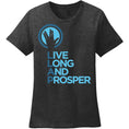 Load image into Gallery viewer, Live Long and Prosper + Hand Salute Crew Neck Tee in Charcoal Heather - Mens and Ladies Sizes - Leonard Nimoy's Shop LLAP