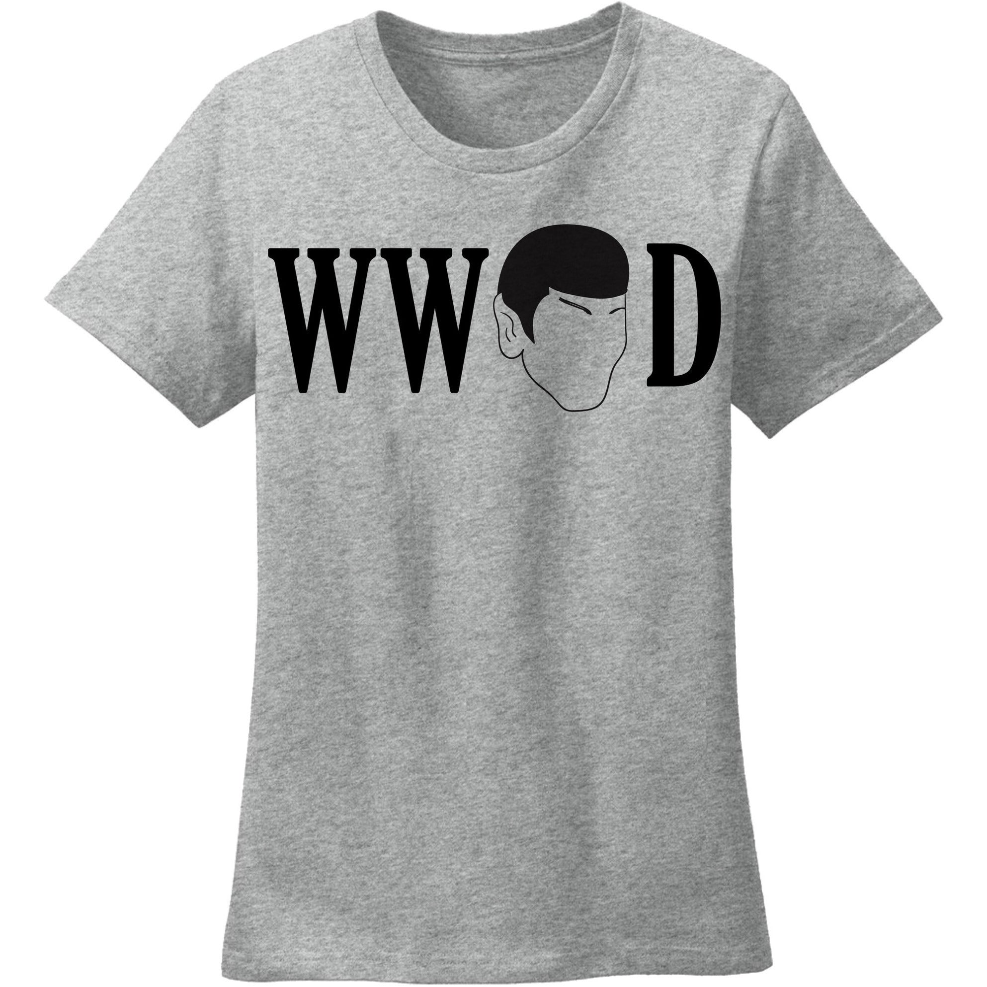 "WHAT WOULD SPOCK DO" Crew Neck Tee in Heather Grey - Unisex and Ladies Sizes - Leonard Nimoy's Shop LLAP