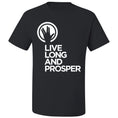Load image into Gallery viewer, Live Long and Prosper + Hand Salute - Ladies Active Tee in Black - Leonard Nimoy's Shop LLAP