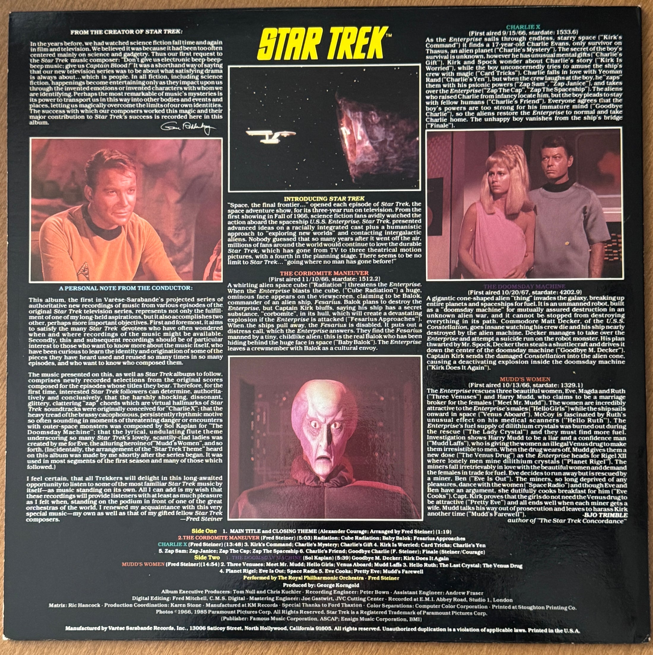 Star Trek Soundtrack Vinyl Record from Leonard Nimoy's Private Collection