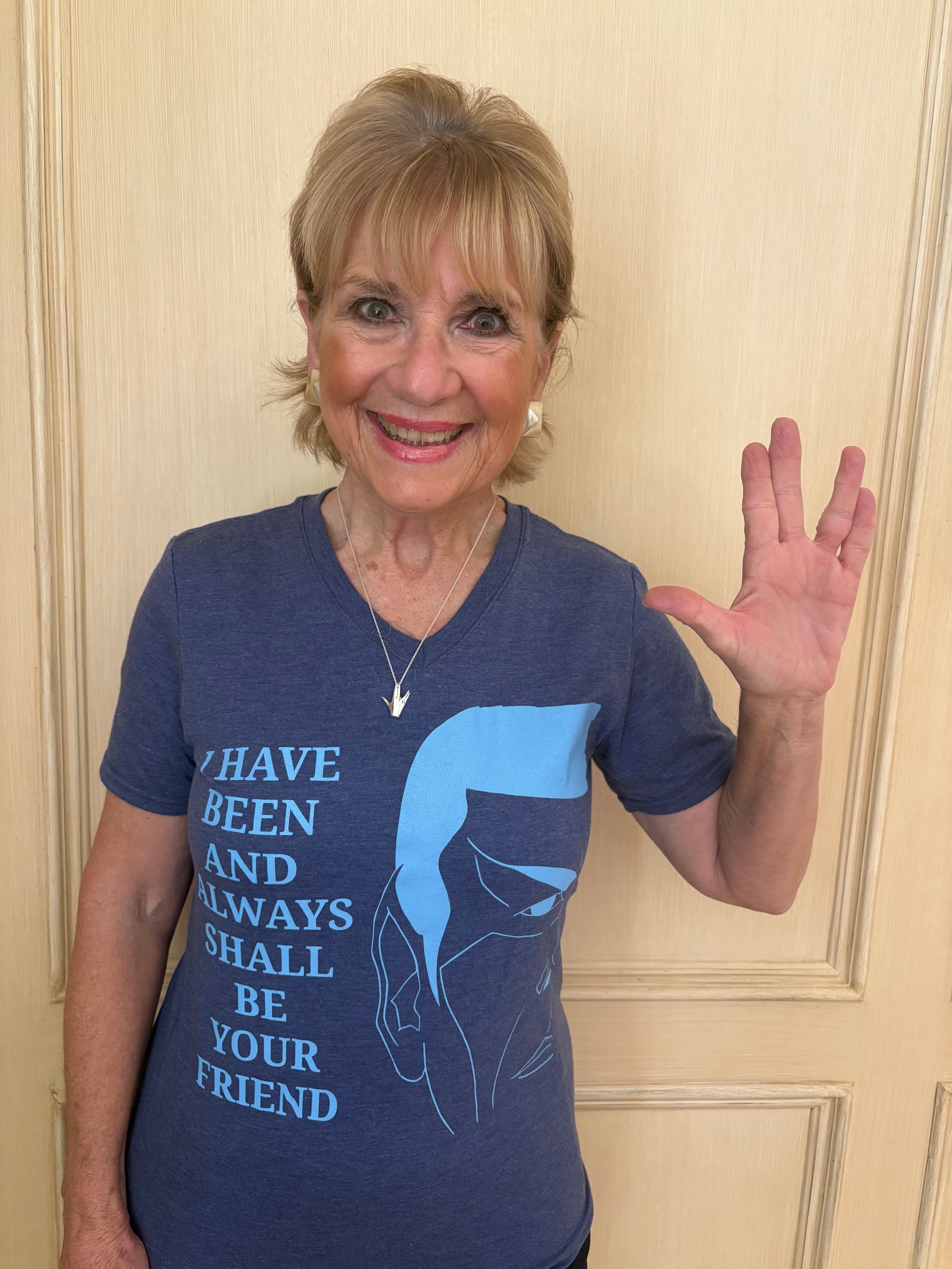 "Spock's Quote" V-Neck in Heather Blue - Ladies Fit