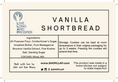 Load image into Gallery viewer, Vanilla shortbread cookie label with ingredients, storage information, and branding details.
