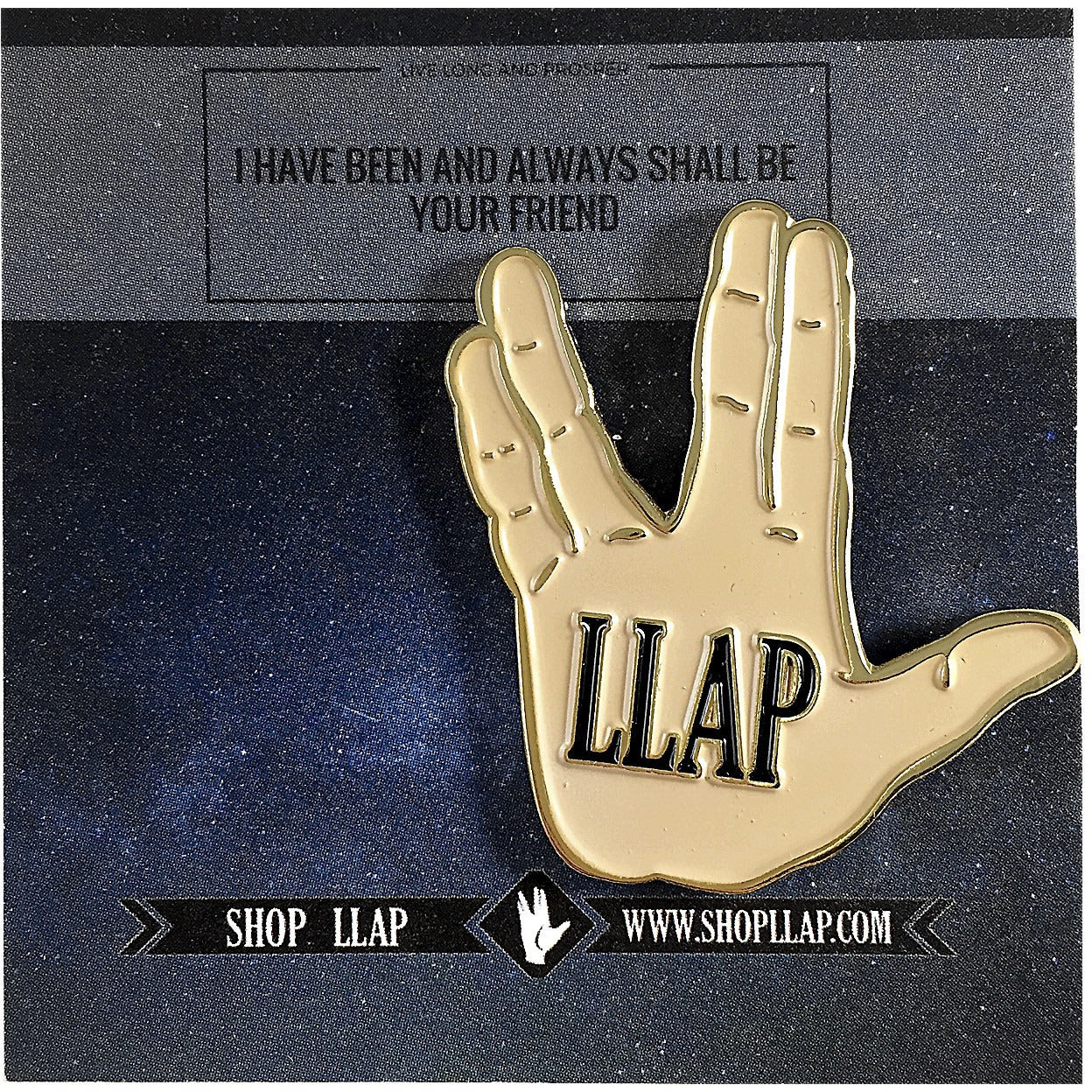 LLAP Enamel Pin With Vulcan Hand Salute - Leonard Nimoy's Shop LLAP