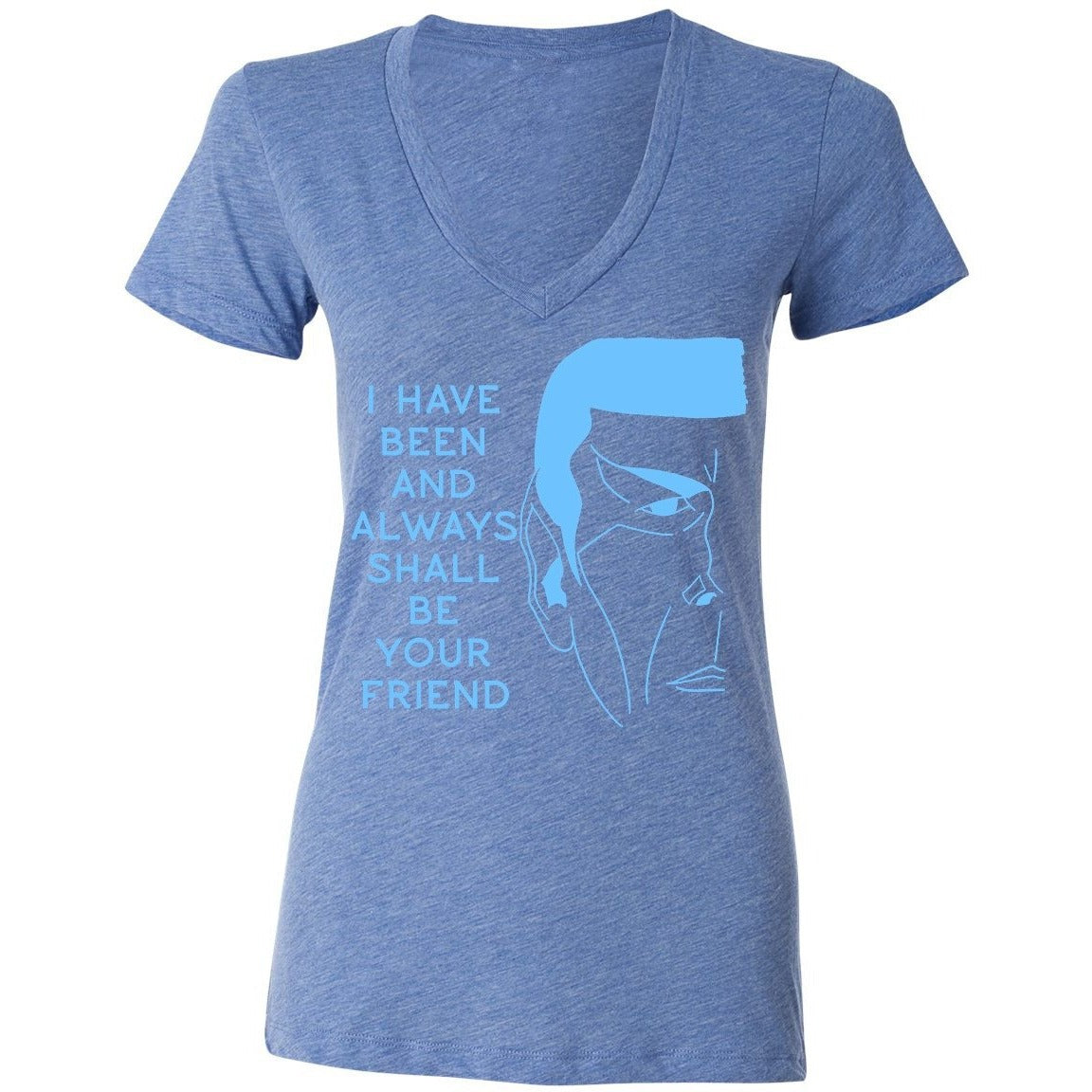 "Spock's Quote" V-Neck in Heather Blue- Unisex and Ladies Sizes - Leonard Nimoy's Shop LLAP