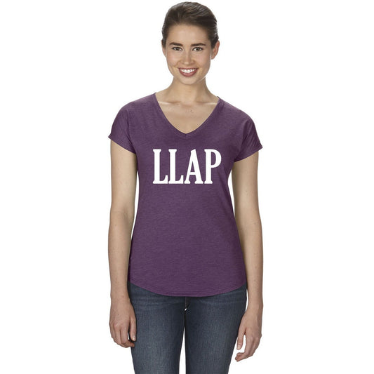 LLAP Ladies V-Neck Tee in Heather Aubergine - Leonard Nimoy's Shop LLAP