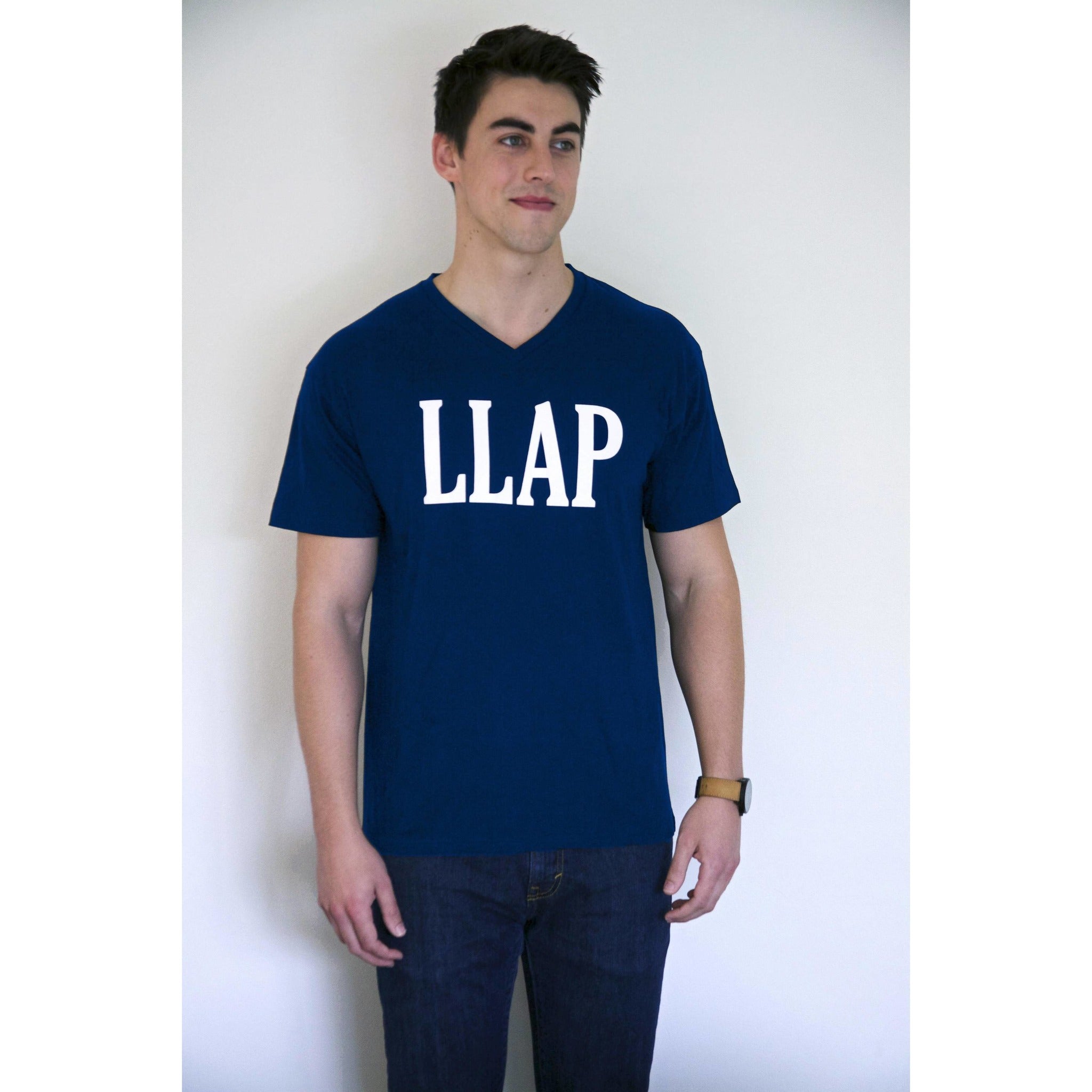 LLAP V-Neck T-Shirt in Royal Blue - Mens and Ladies Sizes - Leonard Nimoy's Shop LLAP