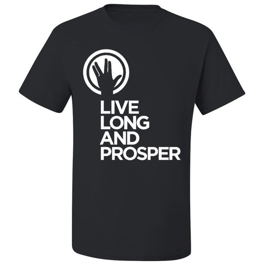 Live Long and Prosper + Hand Salute - Ladies Active Tee in Black - Leonard Nimoy's Shop LLAP